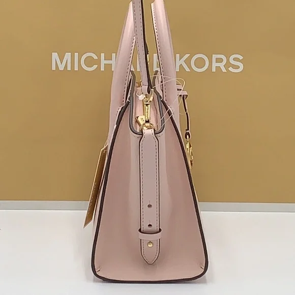 Michael Kors Avril Small Leather Top-Zip Satchel Powder Blush color - Picture 6 of 16
